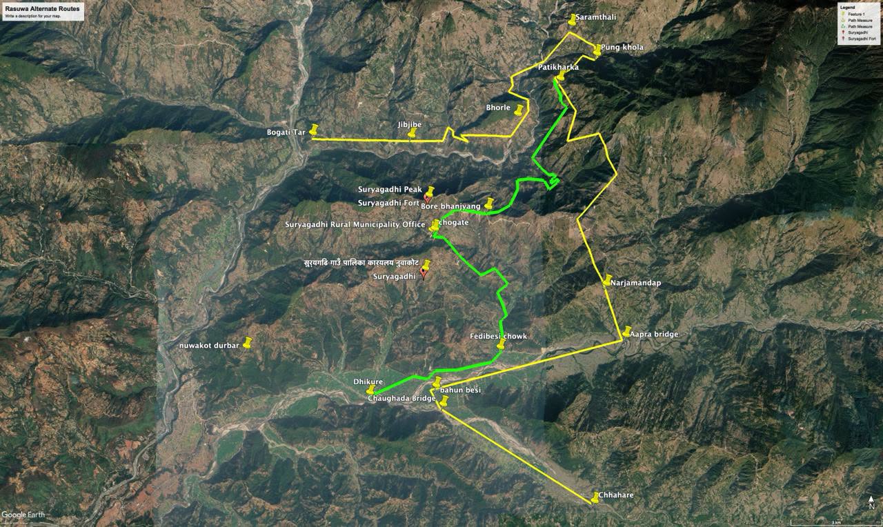 रसुवा जान र फर्कन २ वटा वैकल्पिक सडक सञ्चालन  