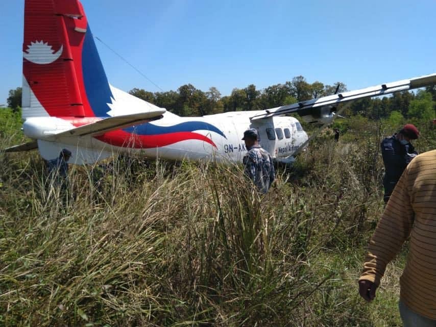 नेपाल एयरलाइन्सको विमान नेपालगञ्ज विमानस्थलमा दुर्घटना