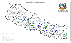 कोशी र गण्डकी प्रदेशका एकदुई स्थानमा भारी वर्षाको सम्भावना