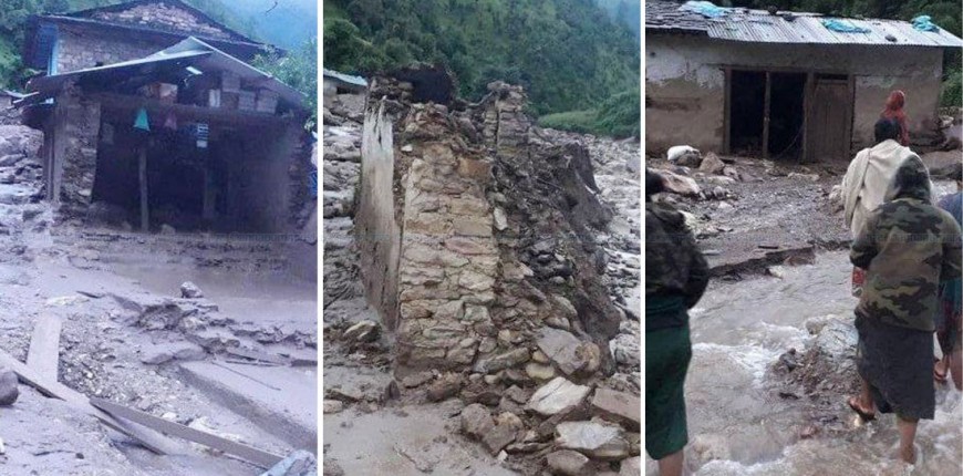 ढोरपाटनमा बाढी : चार जनाको मृत्यु, १३ बेपत्ता, ३० घर बगायो