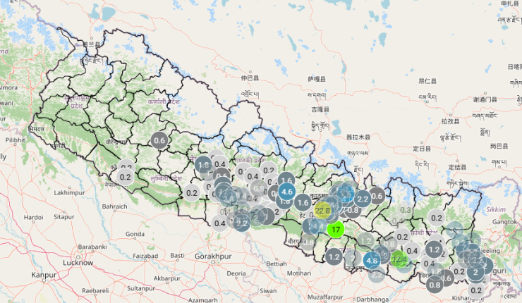 १ घण्टामा बागमती प्रदेशमा सबैभन्दा धेरै पानी पर्‍यो