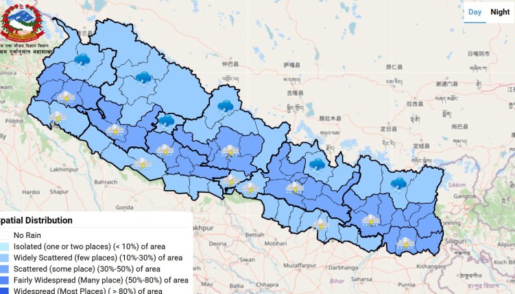 कोशी प्रदेशको एक–दुई स्थानमा भारी वर्षाको सम्भावना