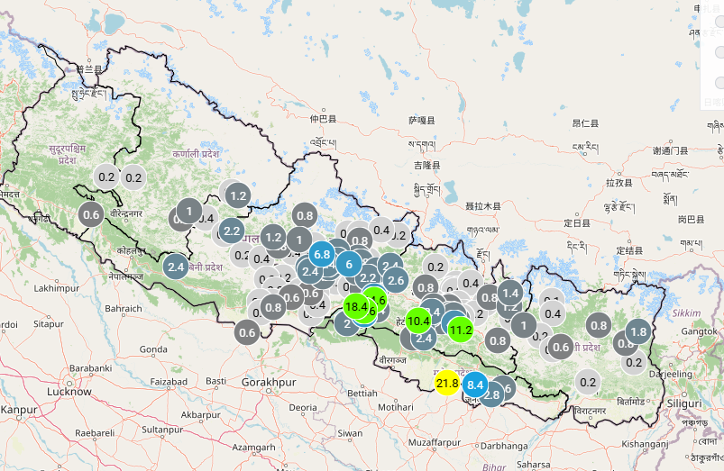 बागमती र गण्डकीका अधिकांश स्थानमा पानी पर्दै  