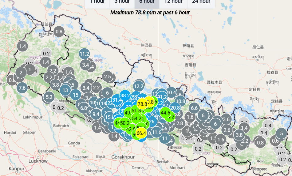 ६ घण्टामा गण्डकी प्रदेशमा सबैभन्दा धेरै पानी पर्‍यो, नारायणी नदी वरपर डूबानको जोखिम