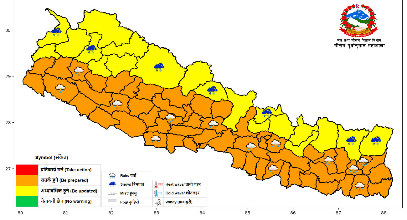 आज कोशी, मधेश, लुम्बिनी र सुदूरपश्चिमका यी जिल्लामा तीव्र गतिको हावाहुरी चल्ने